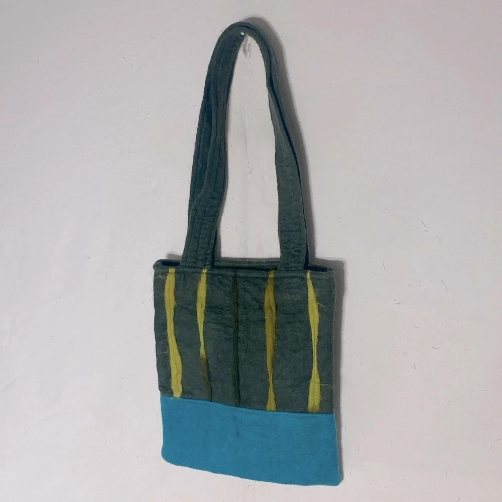 Handmade Green Wool Felt Shoulder Bag